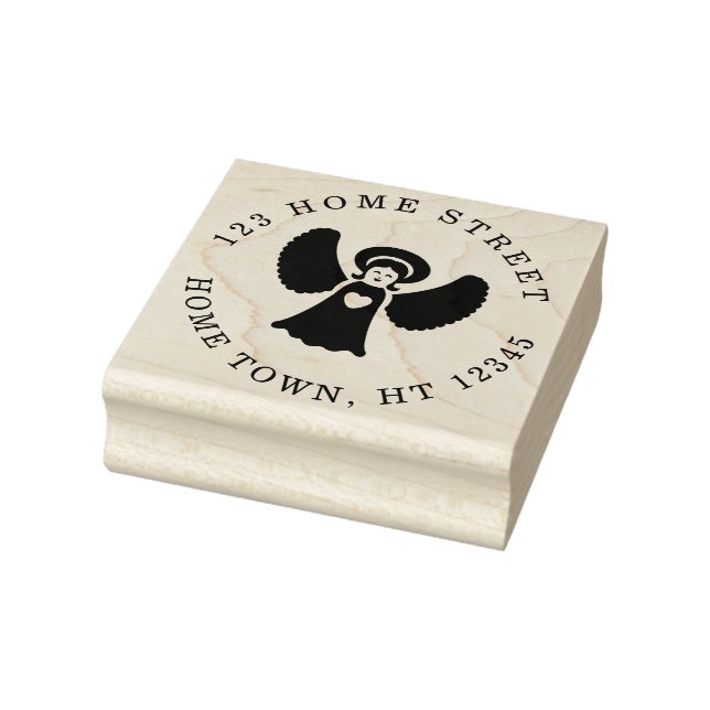Holiday Angel Circular Return Address Rubber Stamp (Stamp)