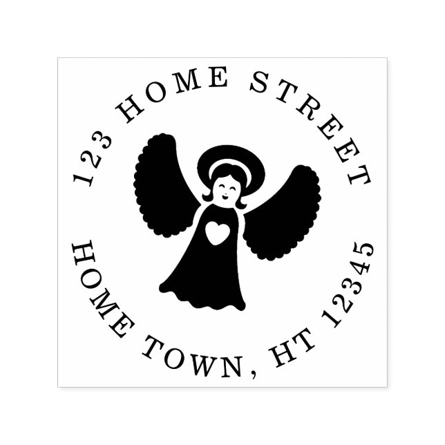 Holiday Angel Circular Return Address Self-inking Stamp (Design)