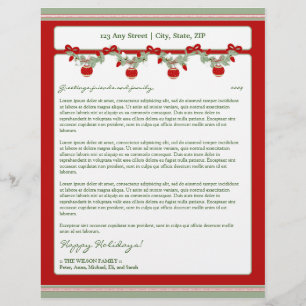 Holiday Annual Newsletter Letterhead: ornaments_2 Personalized Letterhead
