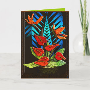 Holiday Anthurium - Vivid Red and Green Plus Blue Card