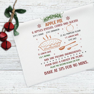 Holiday Apple Pie Recipe Christmas Tea Towel