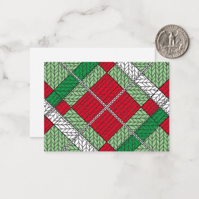 HOLIDAY ARGYLE KNIT 3.5x2.5 Flat Card / Horizontal (Front/Back In Situ)