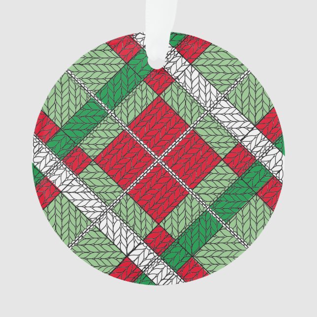 HOLIDAY ARGYLE KNIT Acrylic Circle Ornament (Front)