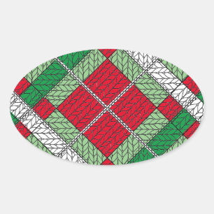 HOLIDAY ARGYLE KNIT Oval Stickers