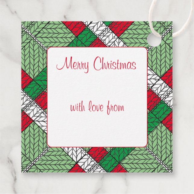 HOLIDAY ARGYLE KNIT Square Gift Tags (Back)