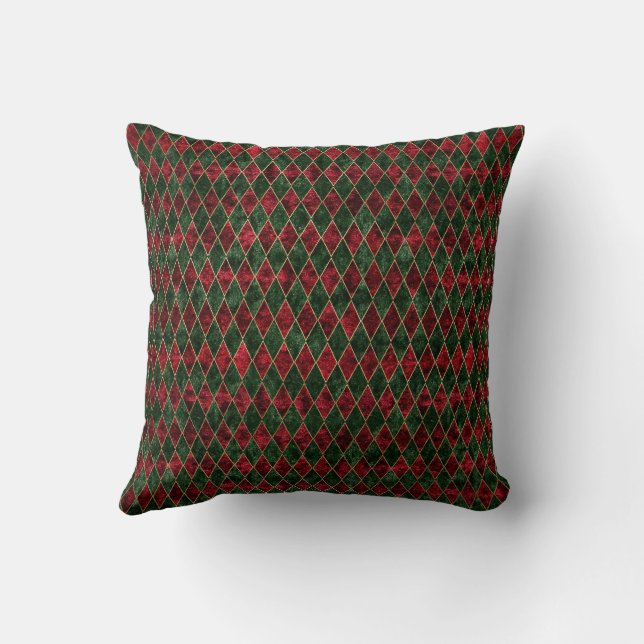 Holiday Argyle Patterned Throw Pillow (Back)