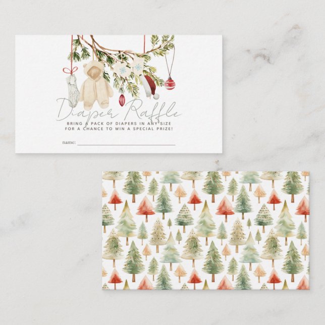 Holiday Baby Clothes Laundry Diaper Raffle Ticket Enclosure Card (Front/Back)