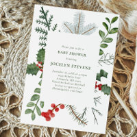 Holiday Baby Shower Invitation, Christmas Wreath