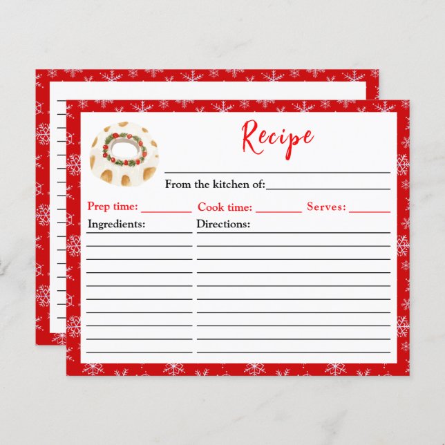 Holiday Baking Bundt Cake Recipe (Front/Back)