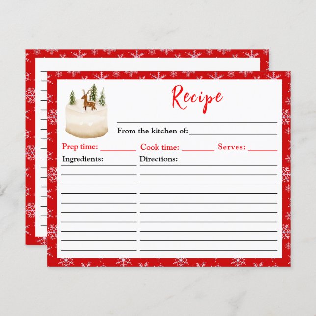 Holiday Baking Christmas Cake Recipe (Front/Back)