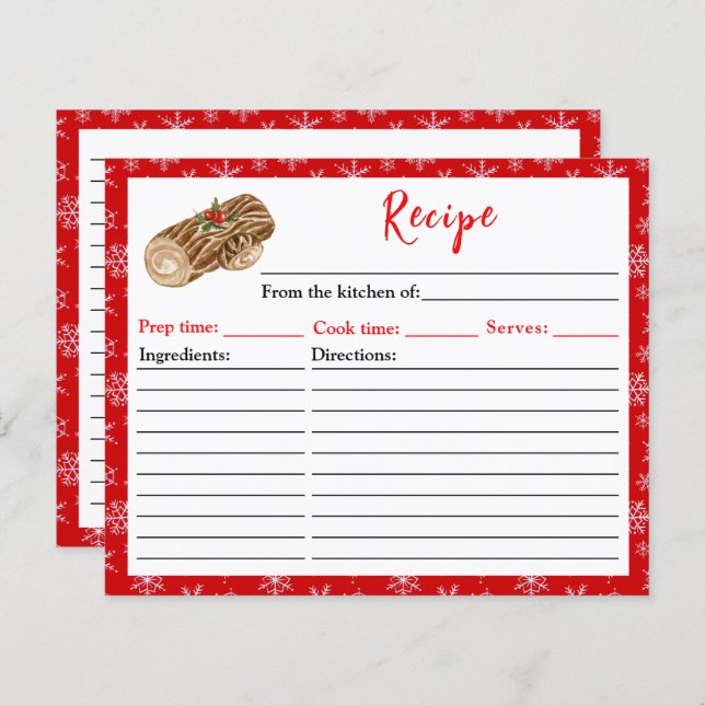 Holiday Baking Christmas Yule Log Recipe (Front/Back)