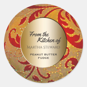 Holiday Baking Elegant Gold Red From the Kitchen Classic Round Sticker