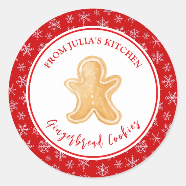Holiday Baking Gingerbread Man Classic Round Sticker (Front)