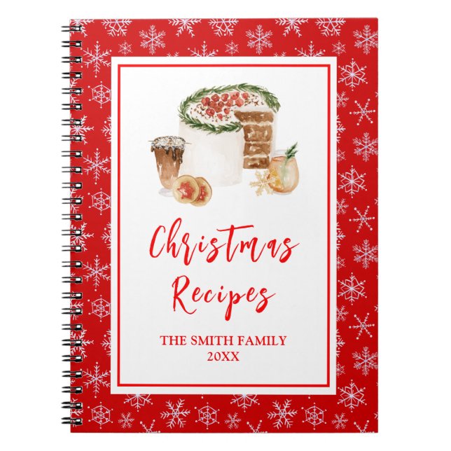 Holiday Baking Recipes Christmas Cake Notebook (Front)