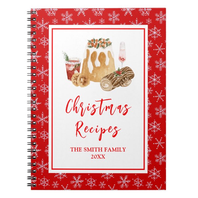 Holiday Baking Recipes Christmas Pudding Notebook (Front)