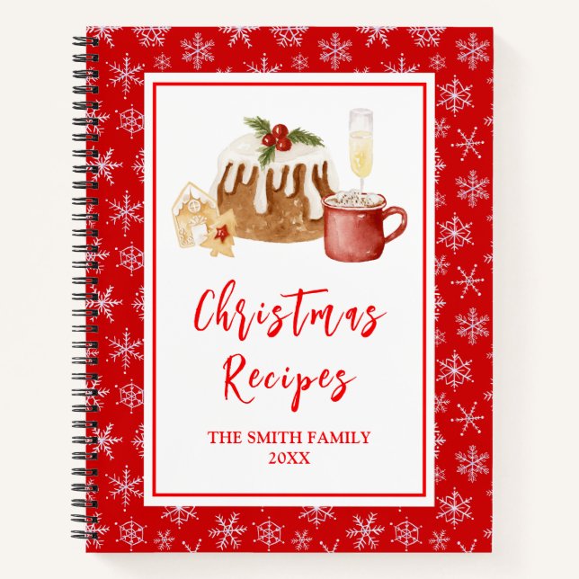 Holiday Baking Recipes Christmas Pudding Notebook (Front)