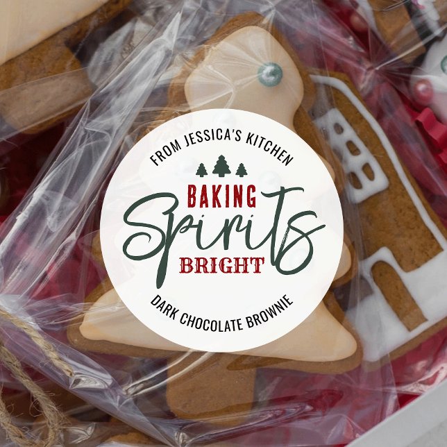 Holiday Baking Spirits Bright Christmas Cookies Classic Round Sticker (Baking spirits bright labels that are sure to impress with modern holiday design and fun colors)