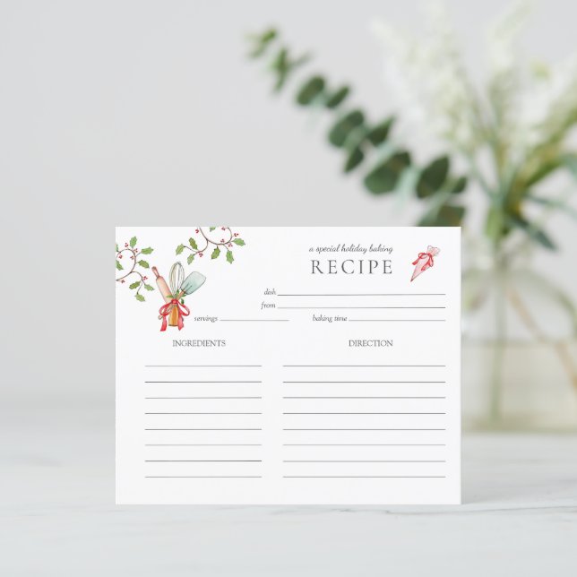 Holiday Baking utensil  baking Recipe card (Standing Front)
