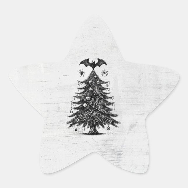 Holiday Bat Tree Star Sticker (Front)
