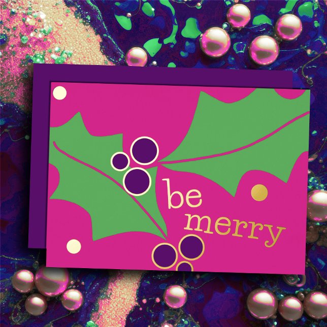 Holiday Be Merry Pink Purple Green Holly (Creator Uploaded)