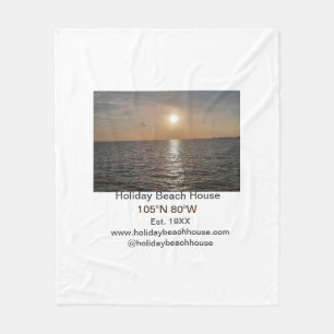 Holiday beach ocean house longitude latitude est. fleece blanket