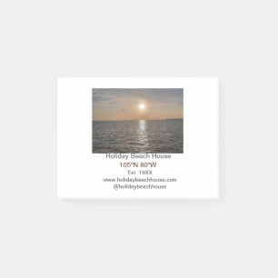 Holiday beach ocean house longitude latitude est.  post-it notes