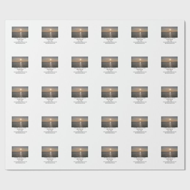 Holiday beach ocean house longitude latitude est.  wrapping paper (Flat)