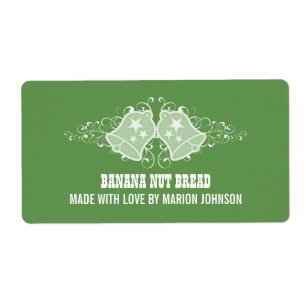 Holiday Bells and Swirls Baking Labels, Green