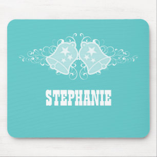 Holiday Bells and Swirls Mousepad, Aqua Mouse Pad