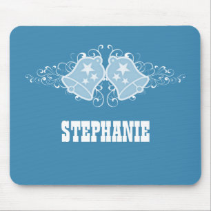 Holiday Bells and Swirls Mousepad, Blue Mouse Pad
