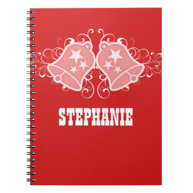 Holiday Bells and Swirls Notebook, Red Notebook (Front)