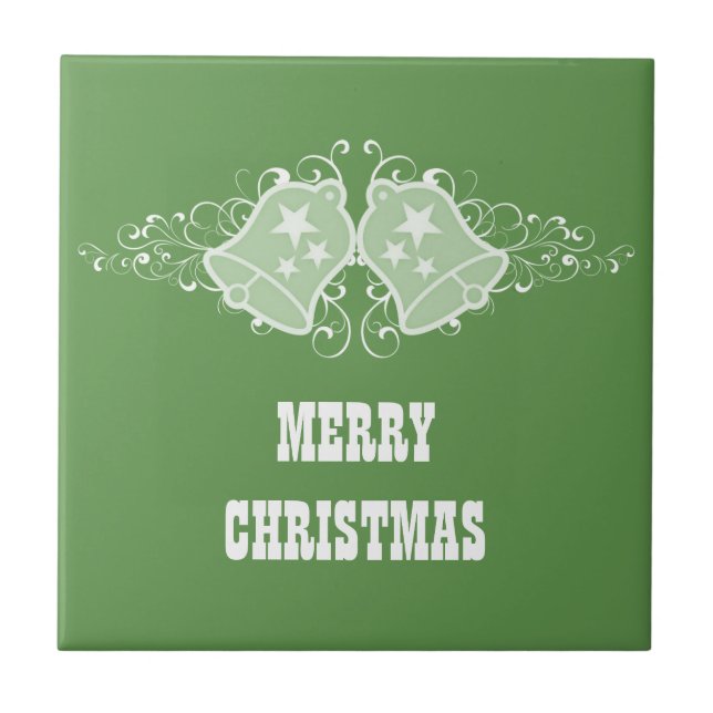 Holiday Bells and Swirls Tile, Green Tile (Front)