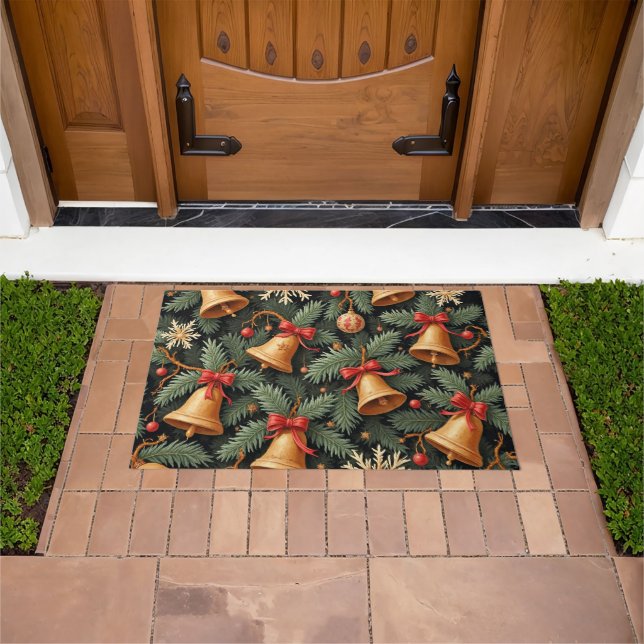 Holiday Bells, Decorative Christmas Pattern, Doormat (Outdoor)