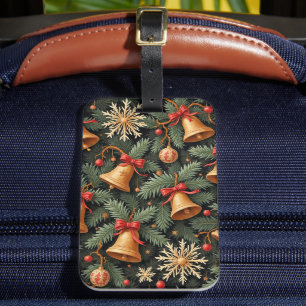 Holiday Bells, Decorative Christmas Pattern, Luggage Tag