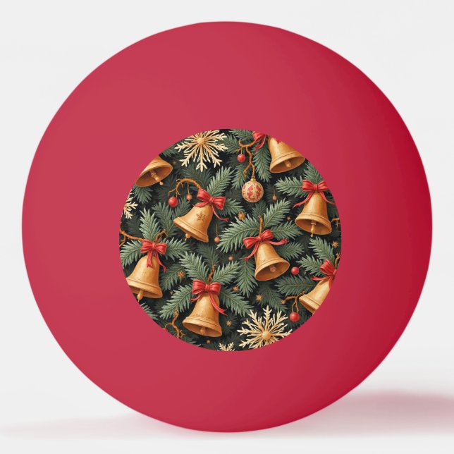 Holiday Bells, Decorative Christmas Pattern, Ping Pong Ball (Front)