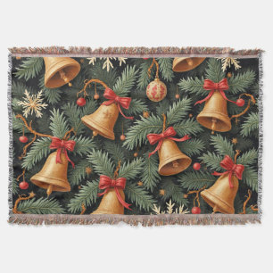 Holiday Bells, Decorative Christmas Pattern, Throw Blanket