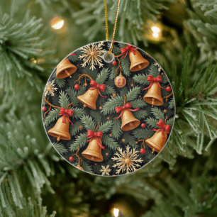 Holiday Bells, decorative pattern. Ceramic Tree Decoration