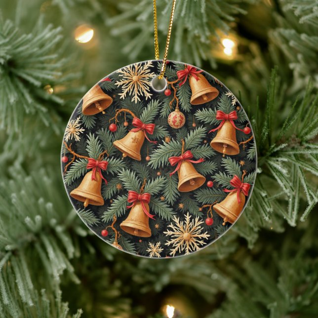 Holiday Bells, decorative pattern. Ceramic Tree Decoration (Tree)