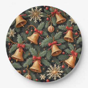 Holiday Bells, decorative pattern. Paper Plate