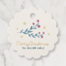 Holiday Berries and Stars Gold Christmas