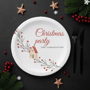 Holiday Berry Branch Christmas Paper Plate
