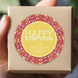 Holiday Berry Wreath with Happy Everything Classic Round Sticker