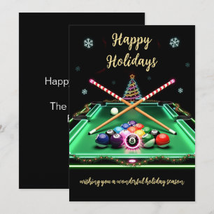 Holiday Billiard player Christmas Cards