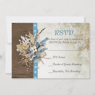 Holiday Bird Winter Ribbon RSVP card