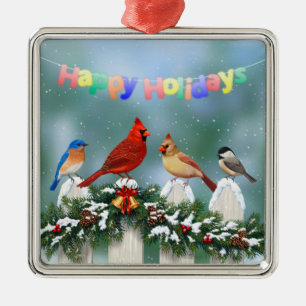Holiday Birds & Christmas Garland Metal Tree Decoration