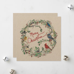 Holiday Birds Wreath Merry Christmas