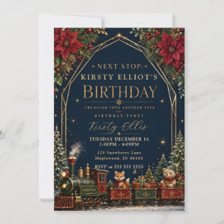 Holiday Birthday Express Train Invitation