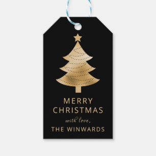 Holiday Black & Gold Foil Christmas Tree Gift Tags