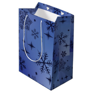 Holiday Black Snowflake Print Medium Gift Bag