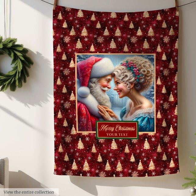 Holiday Blanket Vintage Mr & Mrs Claus Christmas (Holiday Blanket Vintage Mr & Mrs Claus Christmas Gift)